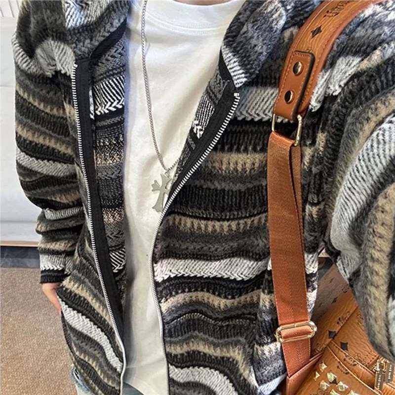 深灰色日系条纹连帽卫衣男女秋季穿搭开衫外套慵懒风美式毛呢上衣,男装,卫衣,淘宝优惠券,粉丝福利购,淘宝优惠卷