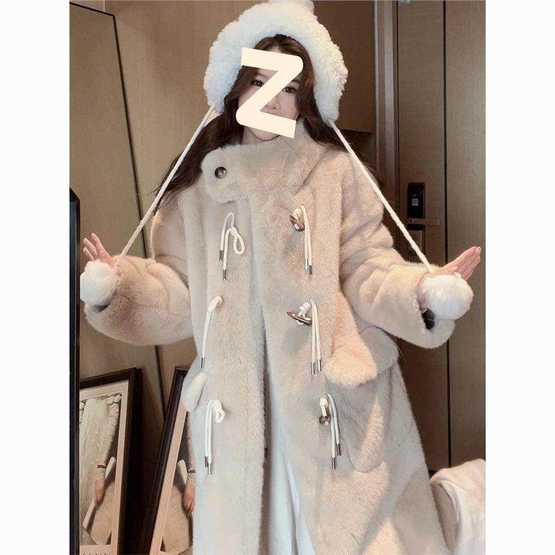 牛角扣欧貂外套冬季加厚长款2025新款连帽皮毛一体毛绒皮大长,运动服/休闲服装,运动茄克/外套,淘宝优惠券,粉丝福利购,淘宝优惠卷