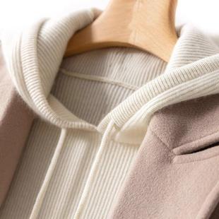 白色连帽针织衫女秋冬新款慵懒小香风外穿上衣修身显瘦毛衣外套潮