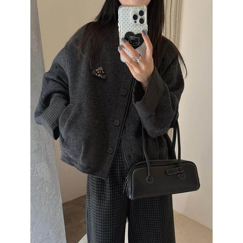 黑色气质呢子大衣女初冬新款毛呢外套小个子赫本风感韩系,女装/女士精品,大码呢大衣,淘宝优惠券,粉丝福利购,淘宝优惠卷