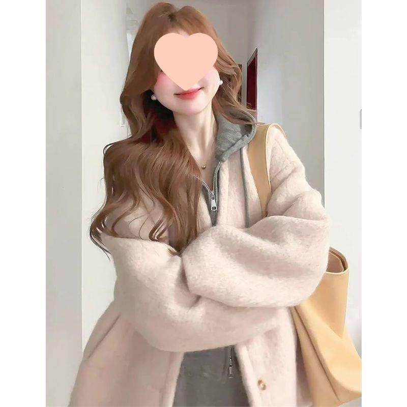 毛呢外套女秋冬穿搭一整套韩系轻熟气质套装感连帽卫衣三件套,女装/女士精品,时尚套装,淘宝优惠券,粉丝福利购,淘宝优惠卷