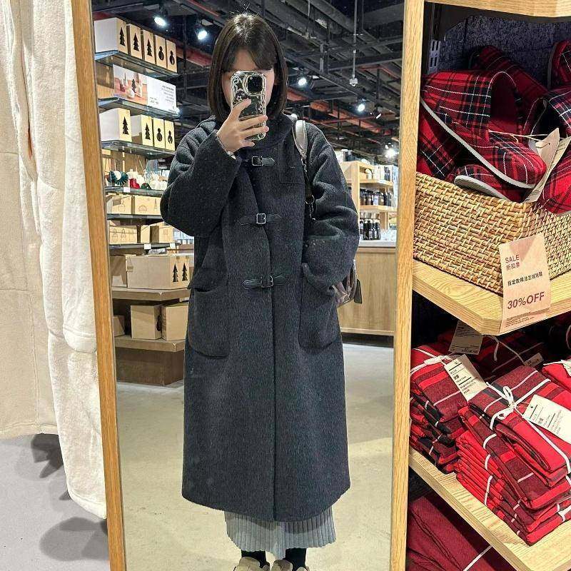 感韩版牛角扣灰色呢子大衣女秋冬2025新款毛呢外套赫本风,女装/女士精品,大码呢大衣,淘宝优惠券,粉丝福利购,淘宝优惠卷