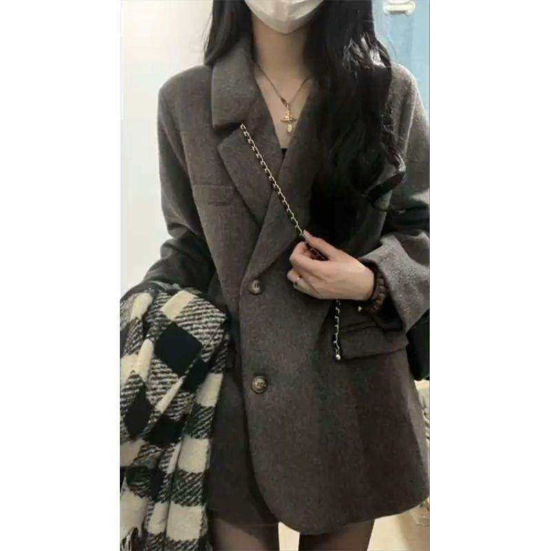 赫本风呢子西装外套女秋冬季2025新款加厚感小个子呢子大衣潮,女装/女士精品,大码呢大衣,淘宝优惠券,粉丝福利购,淘宝优惠卷