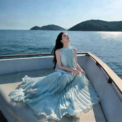 有洧Youwei2026新款无袖背心上衣女夏季a字半身裙海边度假风套装