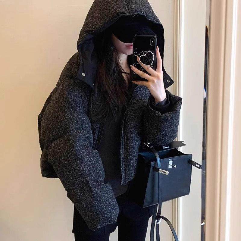 感炸街黑色短款棉服女冬季2025新款时尚洋气小香风连帽外套女,女装/女士精品,棉衣/棉服,淘宝优惠券,粉丝福利购,淘宝优惠卷