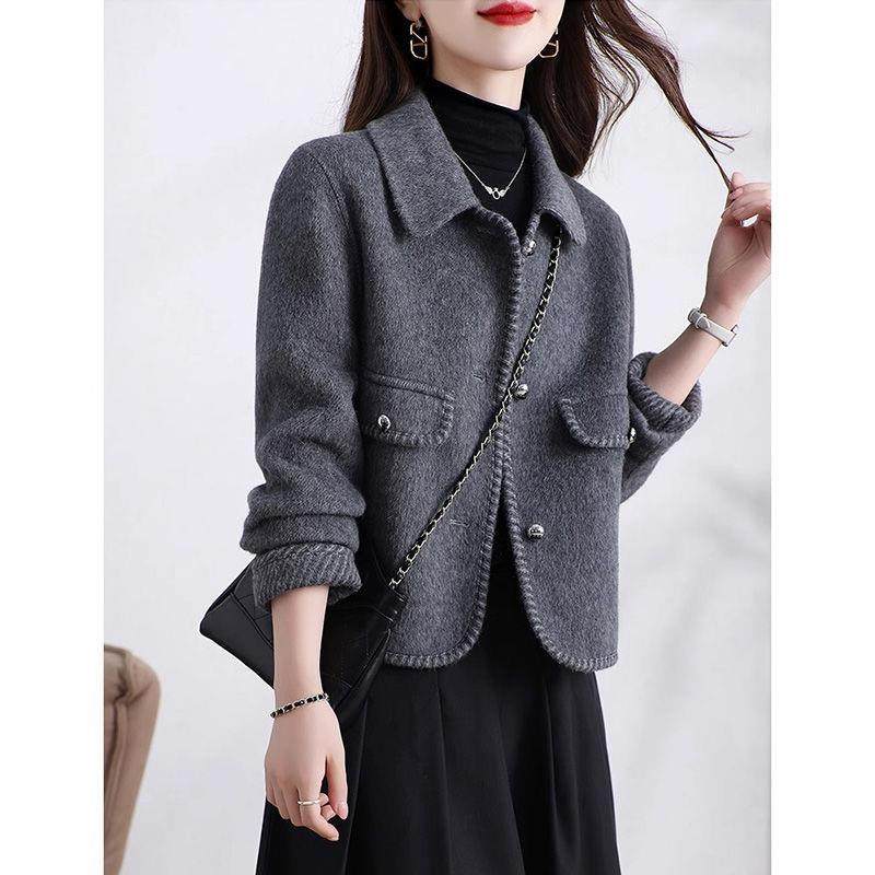 2025新款时尚百搭短款女短款显瘦小个子毛呢时尚修身外套减龄秋冬,女装/女士精品,短外套,淘宝优惠券,粉丝福利购,淘宝优惠卷