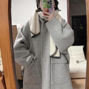 秋冬季毛呢外套灰色2025年新款韩系小个子冬天短款呢子大衣女初冬