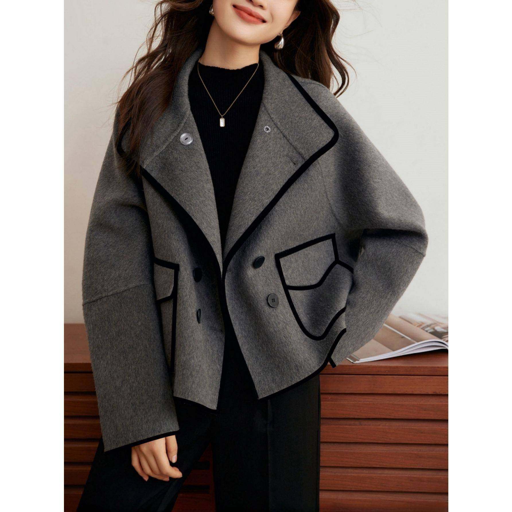 设计感小众双面呢大衣女装秋冬新款西装领小香风外套毛呢开衫,女装/女士精品,大码呢大衣,淘宝优惠券,粉丝福利购,淘宝优惠卷