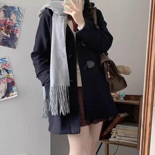 早秋新款女装日系校供jk制服毛呢大衣外套秋冬季小个子秋冬牛角中