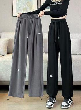 女装灰色运动裤女裤子外穿春秋季宽松束脚裤显瘦百搭潮流休闲卫裤