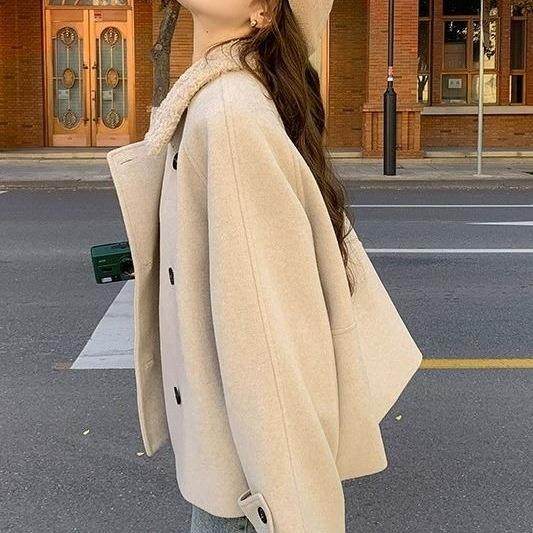 米色毛呢外套女秋冬2025新款小个子韩系气质小香风短款呢大衣,女装/女士精品,大码呢大衣,淘宝优惠券,粉丝福利购,淘宝优惠卷