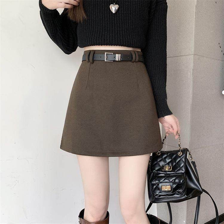 纹理设计感加厚毛呢半身裙女冬季新款纯色高腰显瘦a字短裙子,女装/女士精品,半身裙,淘宝优惠券,粉丝福利购,淘宝优惠卷