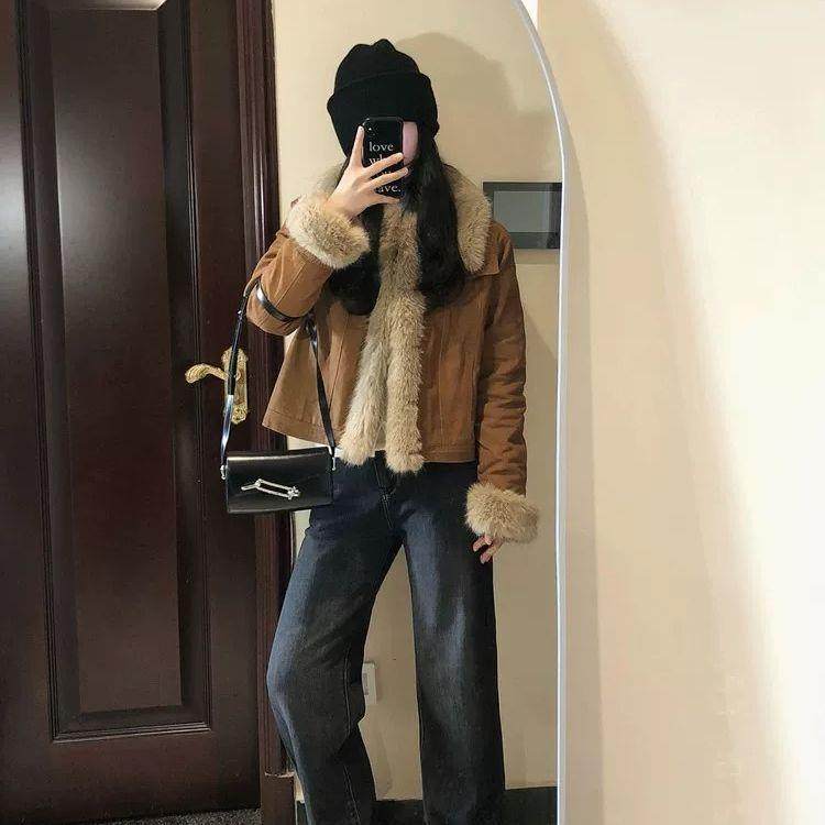 美式棕色毛毛领外套女短款冬季新款美拉德穿搭保暖显瘦夹克上衣棉,女装/女士精品,棉衣/棉服,淘宝优惠券,粉丝福利购,淘宝优惠卷