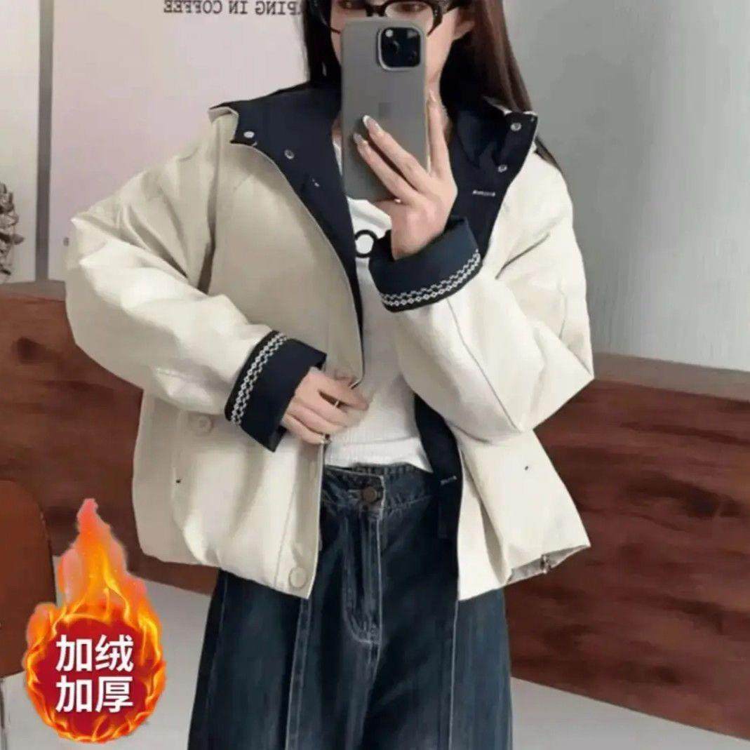 加绒加厚短外套女外套秋冬款宽松韩版连帽上衣外套休闲外穿,女装/女士精品,棉衣/棉服,淘宝优惠券,粉丝福利购,淘宝优惠卷