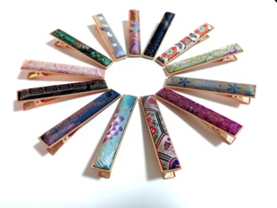 真丝小唐人发夹diy手工发夹中式发夹侧边夹 鲨鱼夹 定胜 汉宫秋月