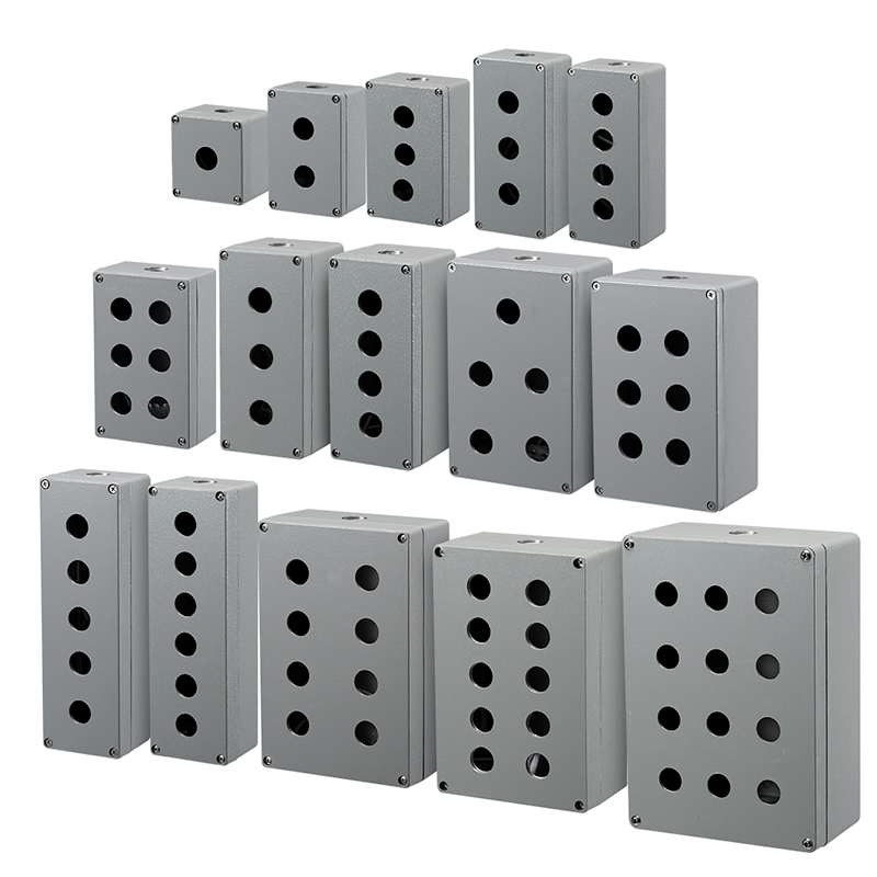 铸铝控制盒金属按钮盒开关急停操作盒123456位控制空盒箱防水22MM