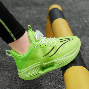男童运动鞋2026新款儿童网面透气跑步鞋中大童男孩网鞋纯色荧光绿