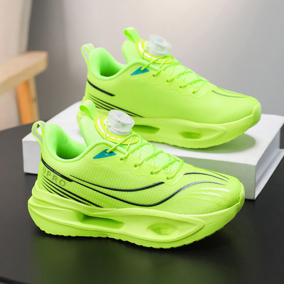 男童鞋子春秋2026新款儿童荧光绿透气减震运动鞋小学生男孩跑步鞋