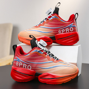 赤兔8pro秋冬款跑步鞋男童小学生减震旋转纽扣运动鞋男孩皮面防水
