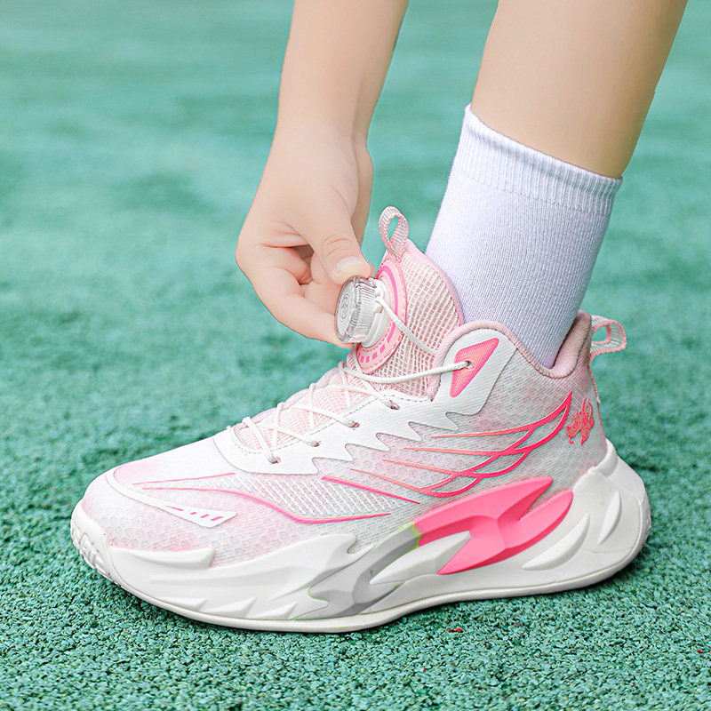 女童篮球鞋2026夏季新款网面透气中大童女孩小学生实战运动鞋粉色
