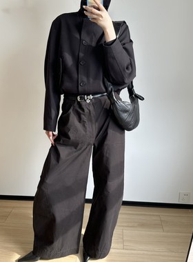 Lemair*调性弯刀裤！老钱松弛感~新增黑色~弯弧慵懒宽松阔腿长裤