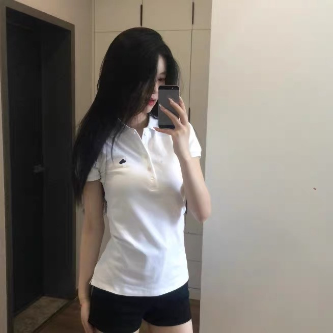 老渠！精神利落版！五粒扣翻领~珠地棉T恤~通勤休闲女短袖POLO衫