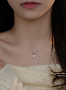 【一颗星星】s999足银单颗莫桑石项链女ins轻奢细闪高级感锁骨链