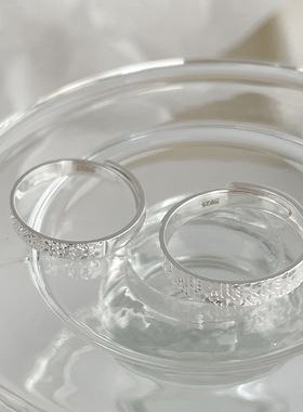 【碎冰冰戒指】s925纯银爆闪素圈戒指女小众轻奢高级感可调节指环