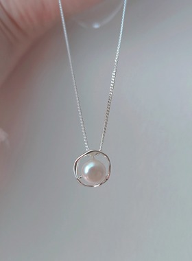 s925纯银法式复古天然珍珠项链女ins小众2024爆款轻奢高级锁骨链