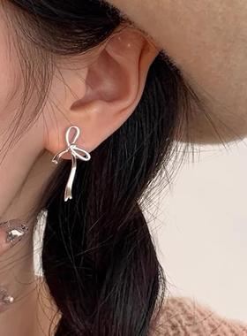 【仙女风蝴蝶结】s925纯银蝴蝶结飘带耳钉女ins小众气质简约耳饰