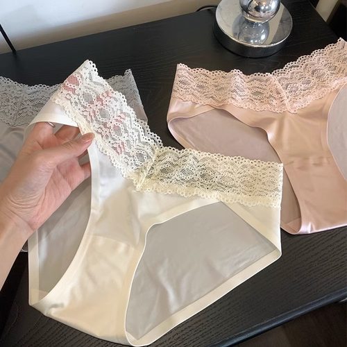 品质油光绸缎面~性感天花板法式低腰蕾丝边新款内裤女