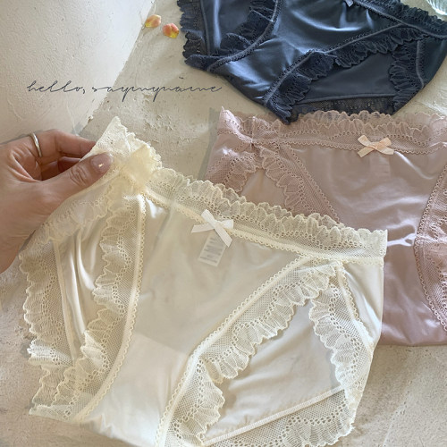 2025夏季新款法式缎面性感内裤女裆纯棉 开叉低腰半包臀