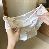 2025冬新款 女裆纯棉 低腰镂空纯欲小心机网纱设计缎面蕾丝性感内裤