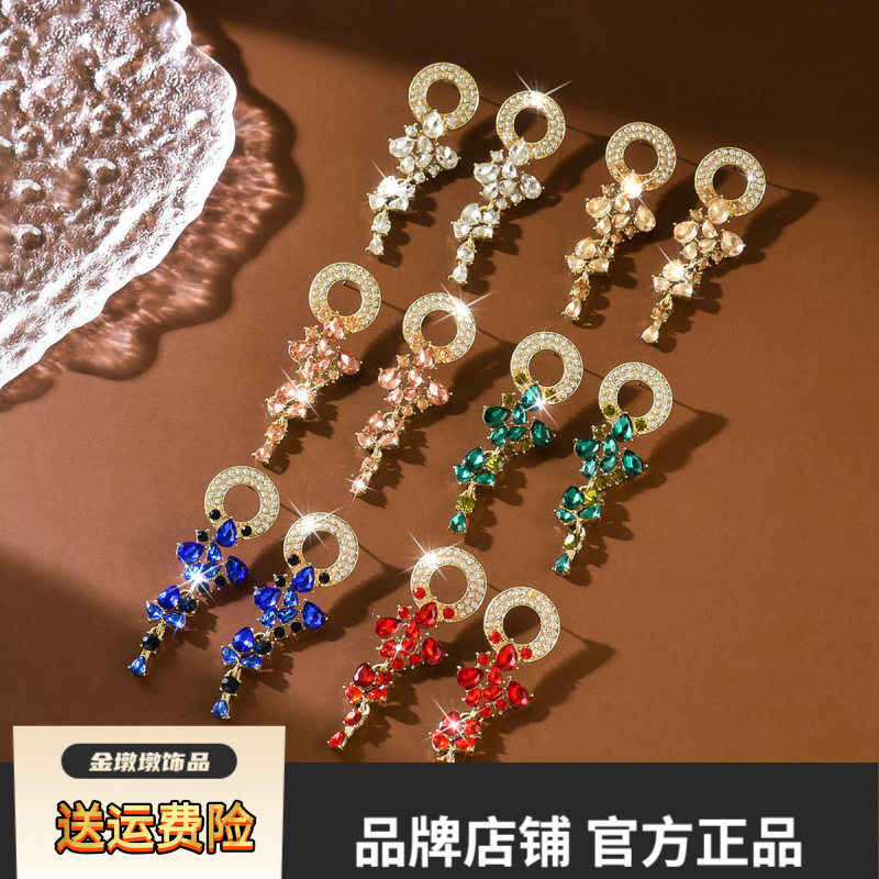 欧美重工时尚树叶流苏耳环轻奢高
