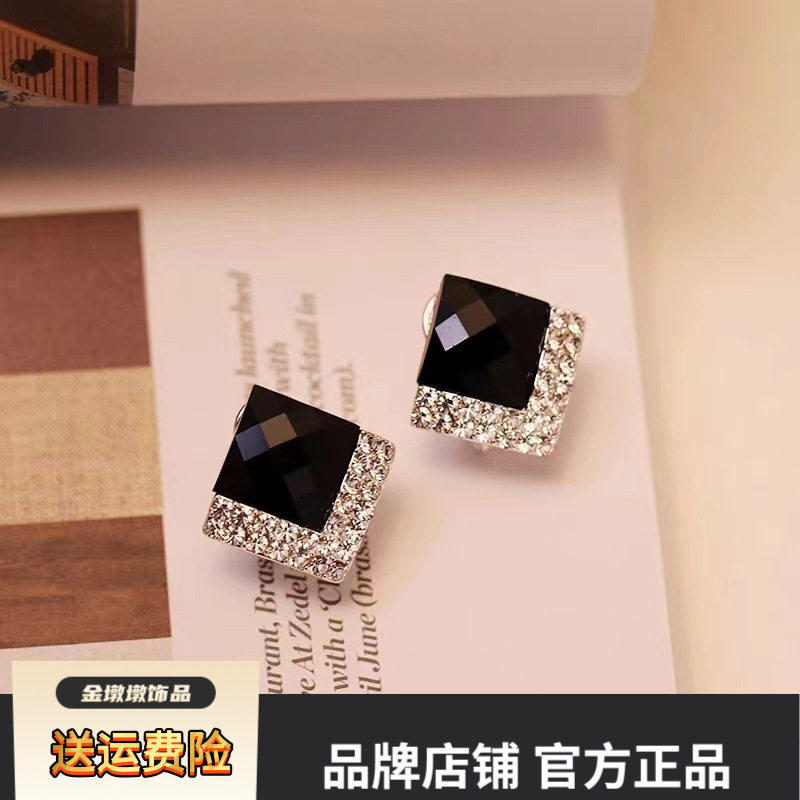 S925银针甜美气质优雅个性镶钻耳