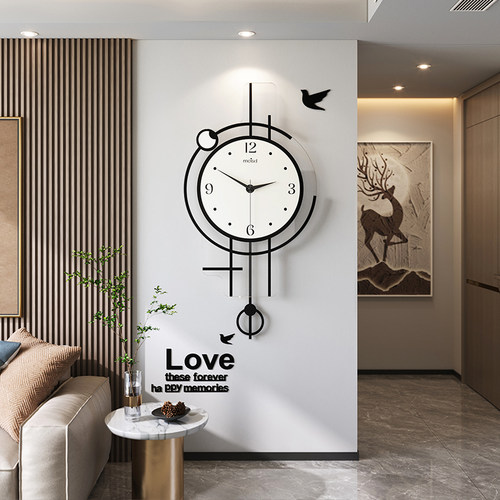 美世达挂钟客厅2025新款现代静音创意钟表餐厅大气时钟简约表挂墙