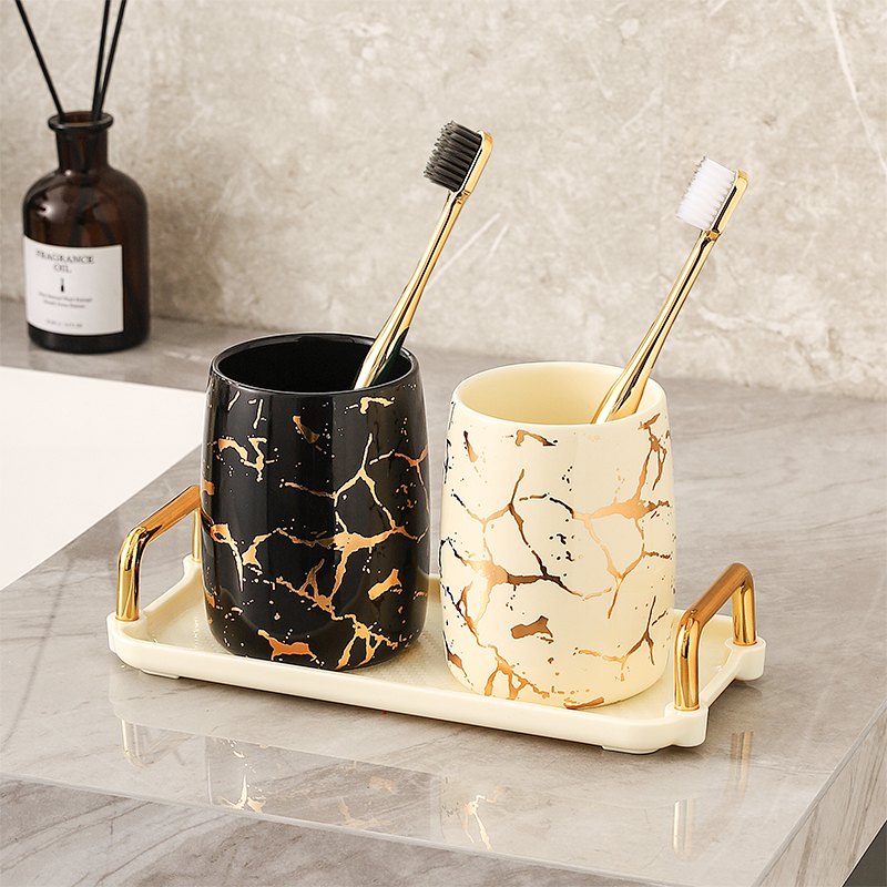 漱口杯情侣刷牙杯轻奢高端陶瓷家用牙杯洗漱杯高级感牙刷杯套装