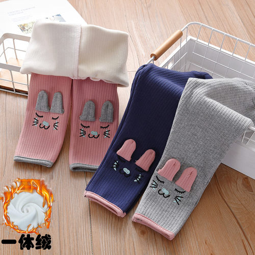 女童薄绒打底裤宝宝秋冬加绒裤子