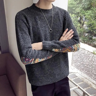 毛线衣男韩版 2024新款 线衫 套头圆领低领针织衫 潮流 潮流毛衣男厚款