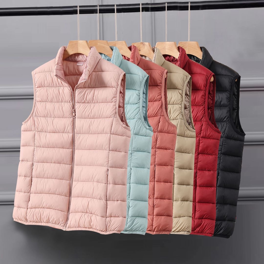 秋冬季轻薄羽绒棉马夹女短款宽松显瘦中老年立领保暖马甲背心外套