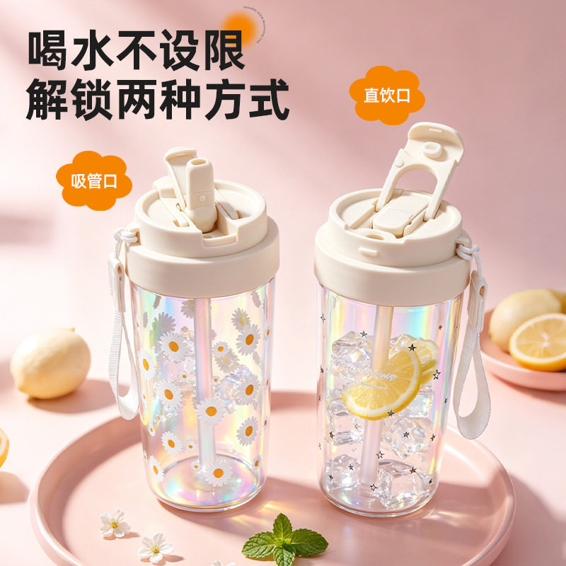 高颜值随手玻璃杯花茶咖啡杯子女生便携水杯高硼硅耐高温随行杯