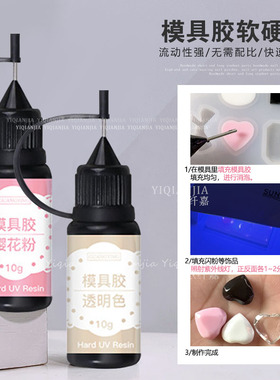 樱花粉透明黑白色美甲模具胶