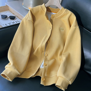 摇粒绒棒球服加绒加厚宽松卫衣女秋冬百搭时尚 上衣外套潮 休闲短款