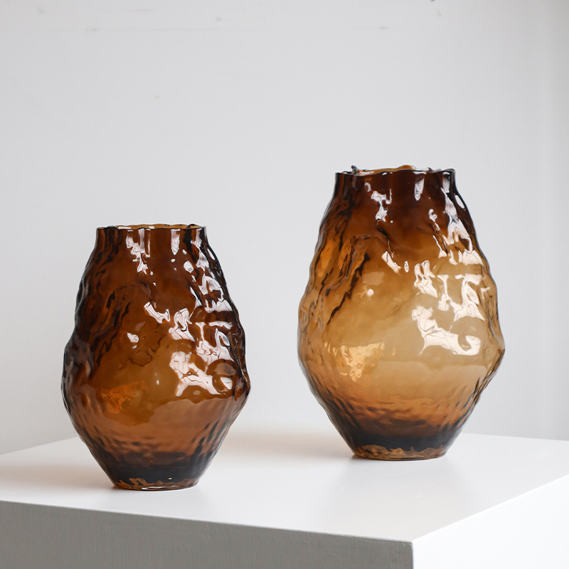 现代轻奢大肚子落地吊钟好看玻璃花瓶玄关居家软装鲜花水培花器