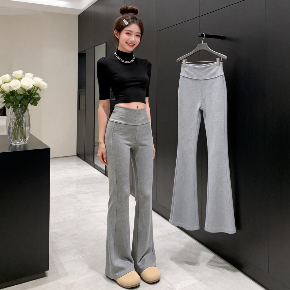 美式微喇裤女夏季低腰垂感外穿包臀阔腿运动裤小个子瑜伽喇叭卫裤