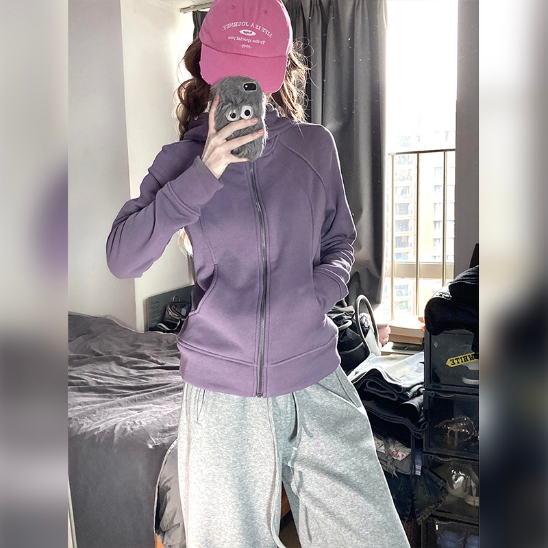 修身开衫卫衣女春秋运动短款外套