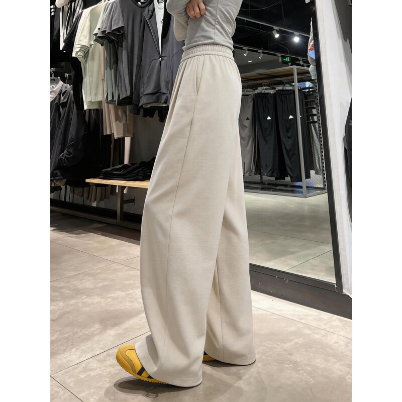 韩系慵懒弯刀裤女夏季薄款松弛感高腰垂感拖地香蕉阔腿裤运动卫裤