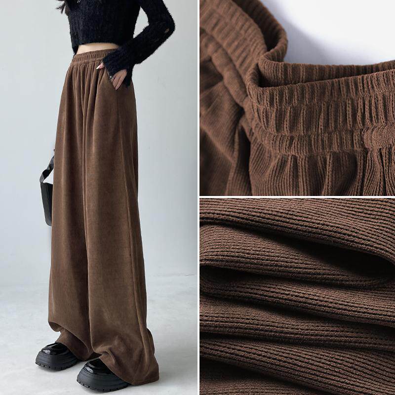 棕色阔腿裤女春秋季2024新款宽松慵懒风棉裤小个子灯芯绒山本裤子,女装/女士精品,休闲裤,淘宝优惠券,粉丝福利购,淘宝优惠卷
