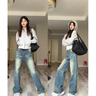 灰色短款修身外套女秋冬季加绒韩系穿搭连帽拉链收腰卫衣开衫上衣