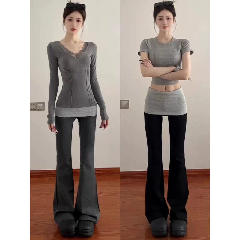 美式微喇运动裤子女夏季新款休闲宽松慵懒风小个子显瘦拖地喇叭裤